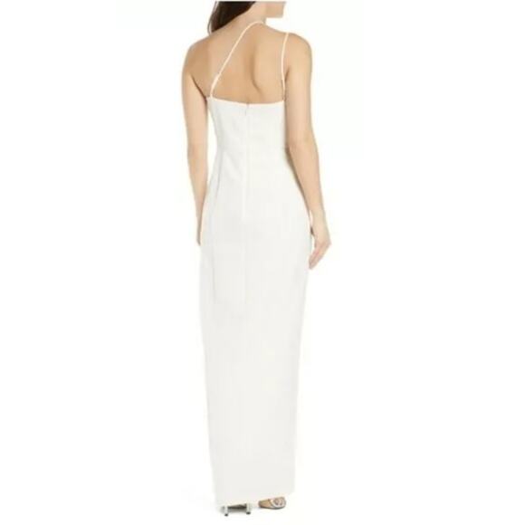 NEW WAYF Anthropologie The Lenore One Shoulder Column Slit Party Dress Size L - Picture 2 of 9